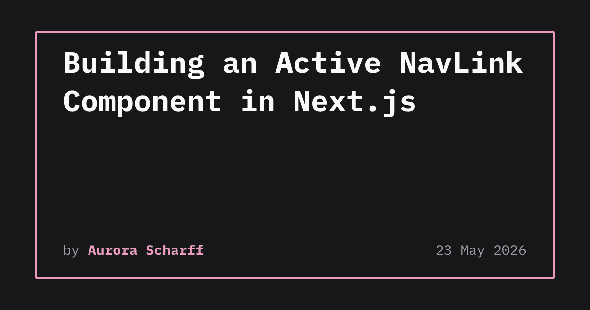 Next.js에서 Active NavLink 컴포넌트 만들기